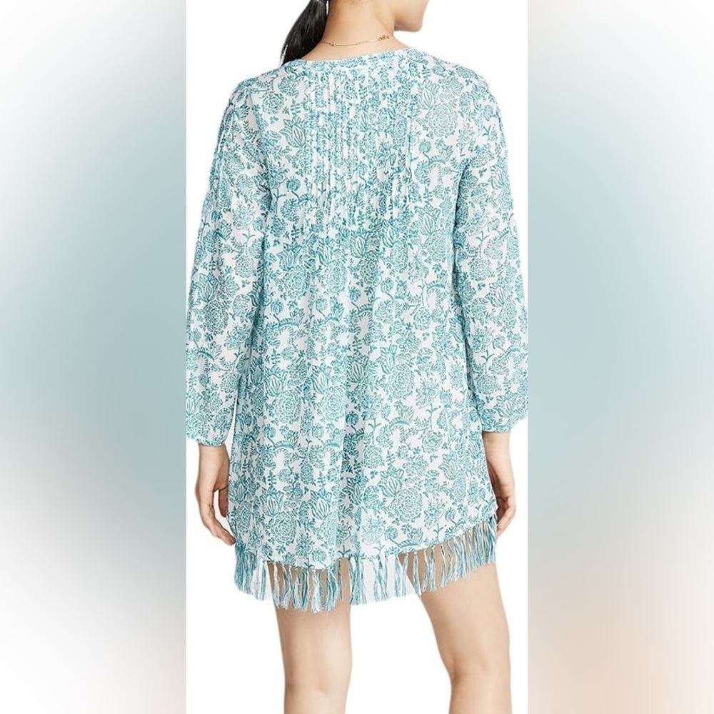 Roller Rabbit Ulili Paisley Print Cotton Gauze Ziva Tunic Size Large white blue - Picture 3 of 8